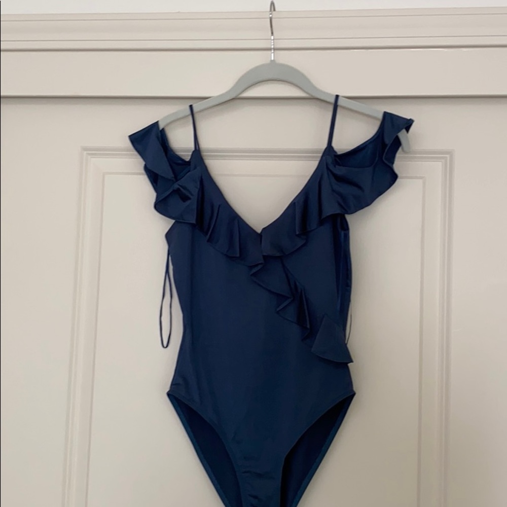 Satin ruffle bodysuit